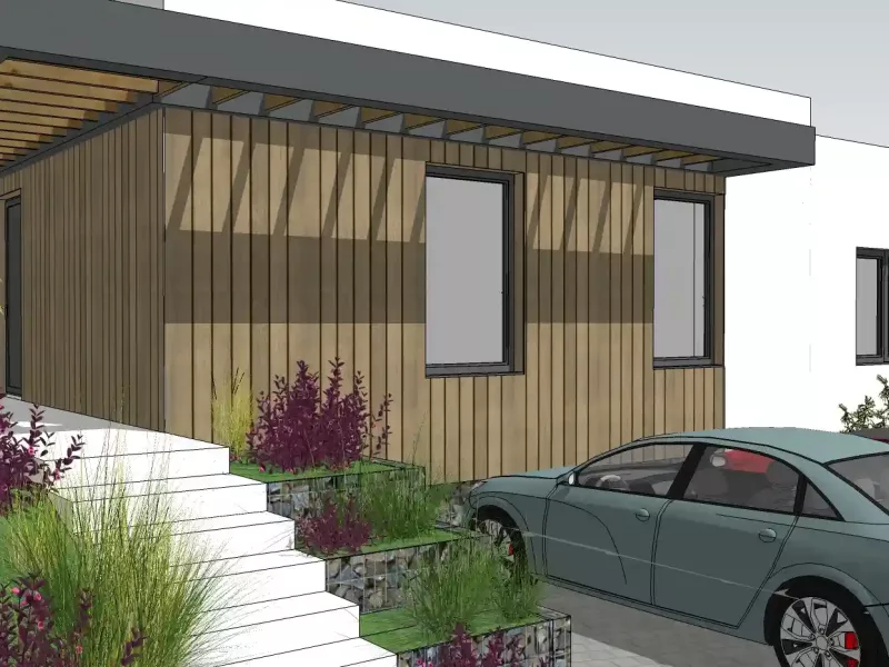 moderný rodinný dom s autami