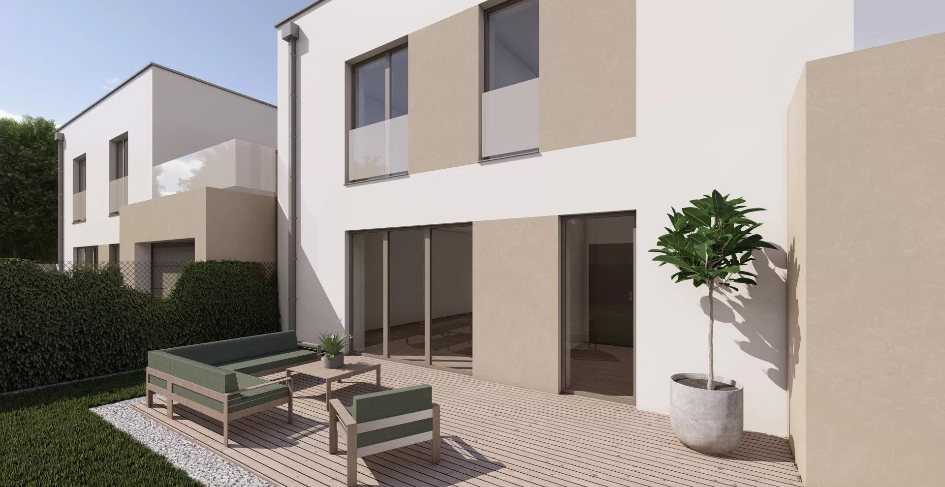 záhrada so sedaciou súpravou